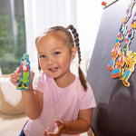 Mickey Mouse fridge magnets for toddlers displayed on a white background inside their wooden storage box