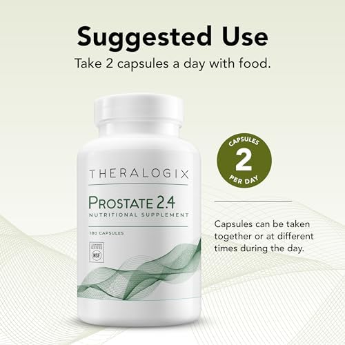 Theralogix Prostate 2.4 ninety day supply bottle highlighting lycopene and vitamin D3