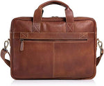 Adjustable and removable padded shoulder strap attached to the genuine leather messenger bag side profile.