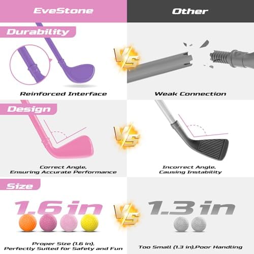 Toddler playing with EveStone golf set putting mat