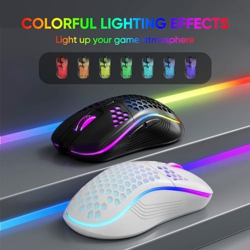 Melogaga honeycomb wireless mouse displaying the seven color flowing LED backlight effect
