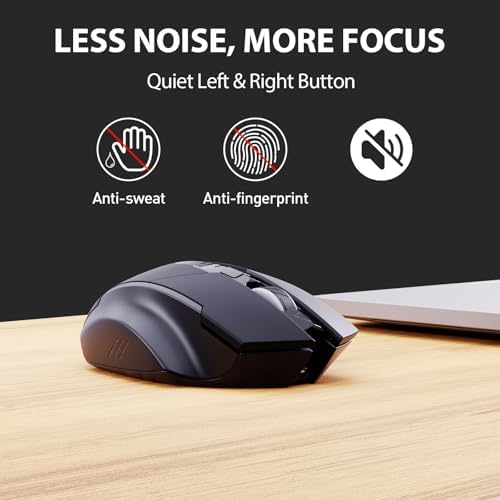 INPHIC computer wireless mouse next to a laptop illustrating its compact portable form factor