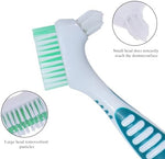 Nutlet false teeth toothbrush highlighting the ergonomic anti-slip rubber comfort grip handle.