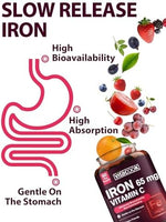 Side angle of Vitacook stomach friendly iron vegan tablets bottle
