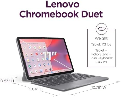 Lenovo Chromebook Duet 2025 setup on an office desk demonstrating portable productivity features