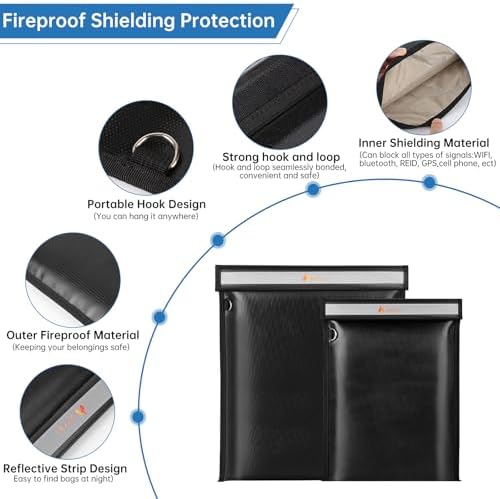 ENGPOW waterproof security pouches arranged by size for laptop phone and car keys