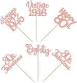 Assorted vintage 1946 birthday cupcake picks set of 30