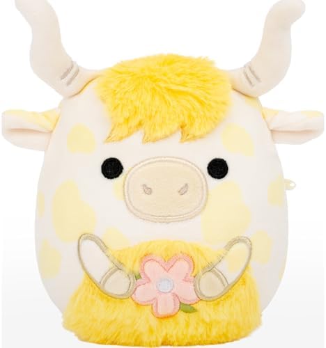Larkin the yellow spotted Highland cow Squishmallows toy