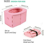 Foldable toddler toilet in pink for travel and camping