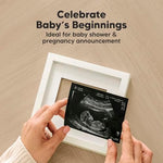 Side view of the premium wooden baby sonogram frame displaying the durable build quality and thickness.