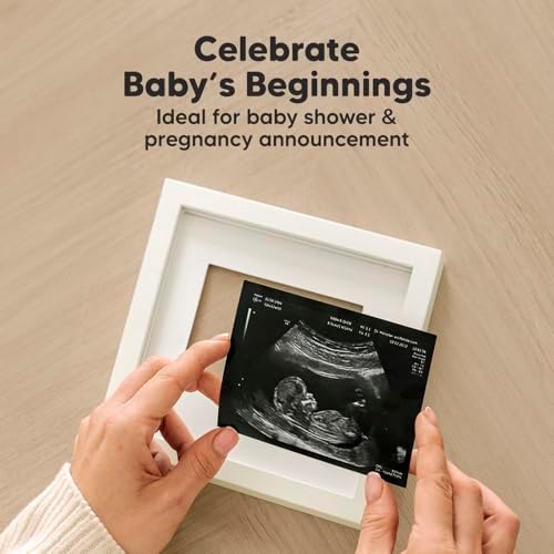 Side view of the premium wooden baby sonogram frame displaying the durable build quality and thickness.