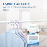 Hanging moisture absorber bag installed in a bedroom closet.