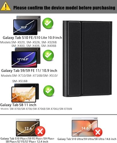 SAMTUNK magnetic detachable tablet folio case in black displaying the companion mouse and stylus holder.