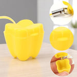 Multicolor tooth storage containers close up view