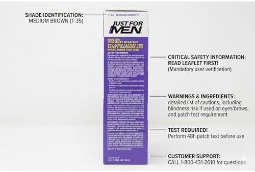 Side panel showing the 5 minute application instructions for Just For Men hair color