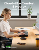 Sablute low noise office keyboard kit demonstrating the thirty decibel silent typing feature in a shared business office.