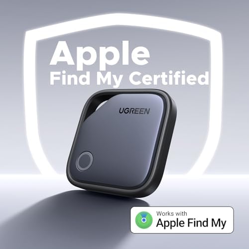 UGREEN Bluetooth tracker tag attached to a set of keys highlighting its practical daily application as an item locator