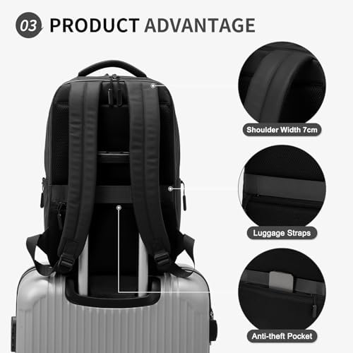 SUIKIHUM flight approved daypack with luggage strap attached to a rolling suitcase handle