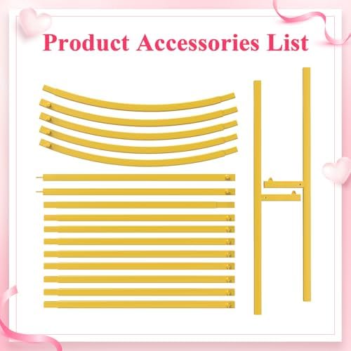 Wokceer seven point two feet gold metal frame stylized with wedding flowers and tulle swags