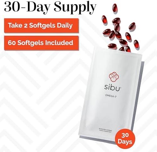 Sibu cellular support premium Omega 7 softgels packaging layout details