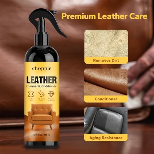 Choppie Leather Cleaner and Conditioner (8.45 Fl Oz), Leather Repair for Furniture & Car Interior, Leather Seat Couch Cleaner, Premium Leather Care and Protection - Image 3