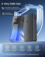 Maectech portable external power bank handle side profile detailing the three point three inch sleek ergonomic build.