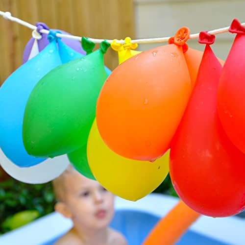 Close up view of eco friendly five inch inflated water balloons for summer games
