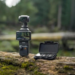 Professional videographer using DJI Osmo Pocket 3 with magnetic ND filter