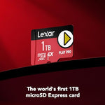 Lexar Play PRO premium storage card displaying the official high speed video and speed class logos.