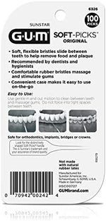 GUM Soft-Picks Original, Easy to Use Dental Picks for Teeth Cleaning and Gum Health, Disposable Interdental Brushes with Convenient Carry Case, Dentist Recommended Dental Picks, 100 Count - Image 3