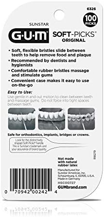 GUM Soft-Picks Original, Easy to Use Dental Picks for Teeth Cleaning and Gum Health, Disposable Interdental Brushes with Convenient Carry Case, Dentist Recommended Dental Picks, 100 Count - Image 3