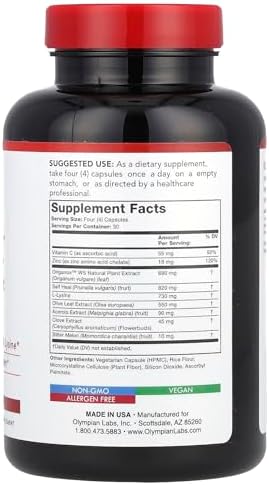 Olympian Labs Herp-eeze 120 vegetarian capsules bottle side angle view