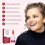 Denture crack repair using professional strength dental bonding gel.