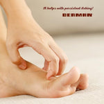 Derman foot care treatment set for preventing fungal skin cracking.