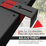 Heavy duty alloy steel speaker mount bracket close up in matte black finish.
