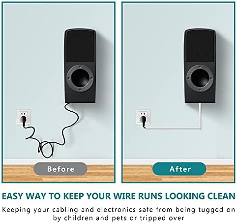 Baby monitor cord neatly concealed using the white mini cable manager next to a crib.