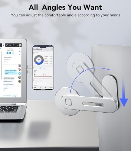CloudValley portable slim portable phone bracket folded flat behind a laptop lid