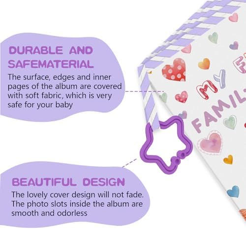 XYDHQS family photo book for infants with purple checkered border