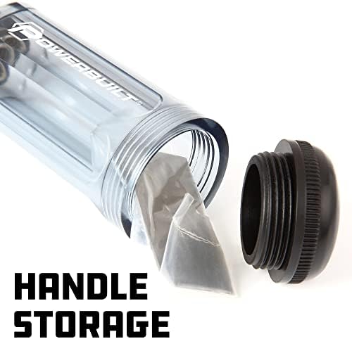 Powerbuilt heavy duty gasket scraper tool with blades stored inside the transparent handle grip