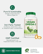 Close up of OmegaVia Vegan Omega 3 algae oil softgels