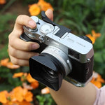 Haoge black longer version hot shoe thumb grip close up angle