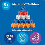 Geometric shapes and sequencing patterns created using learning resources preschool math activity blocks.