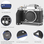 Haoge Fujifilm mirrorless camera grip showing the textured ergonomic silicone vertical side handle.