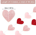 Pre sewn love heart garland banner draped across a wall backdrop
