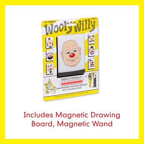 Classic Wooly Willy character face with magnetic wand drawing hair