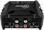 Close up view of the built-in crossover controls and adjustment dials on the Timpano TPT500.4 amplifier.