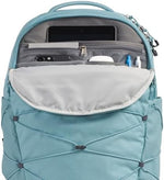 The North Face durable women's backpack angled view illustrating the reflective details and premium zippers.