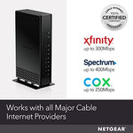 NETGEAR AC1200 DOCSIS 3.0 high speed combo unit standing vertically on a desk surface