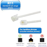 Seefeful white landline extension cord gold plated connectors minimizing static for clear voice communications