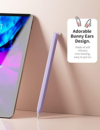 Purple animal ear protective cover for digital stylus showing anti slip ergonomic grip